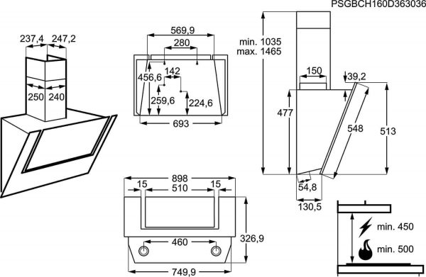 absorbator za stena aeg dve5960hb 90sm hob2hood 5