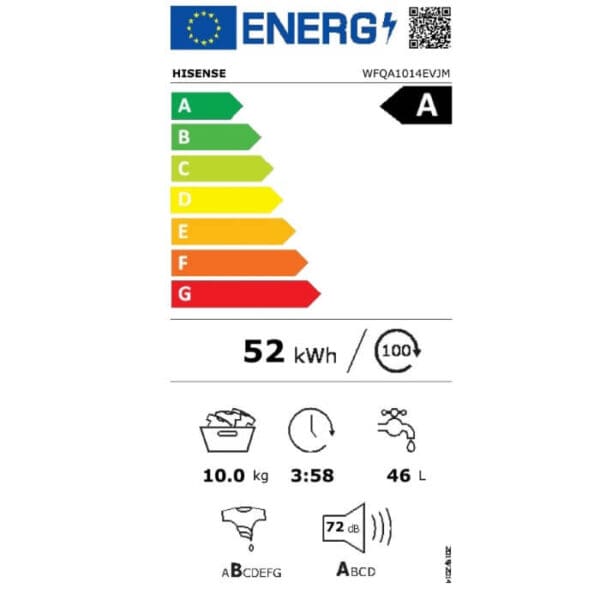 peralnq hisense wfqa1014evjm 10kg 1400 ob min steamtech 15